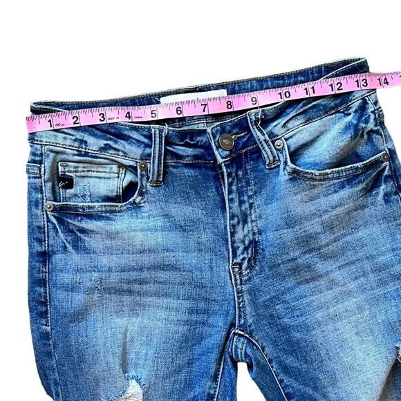 KANCAN DESTROYED DOUBLE FRAYED HEM DENIM SKINNY JEANS - Picture 13 of 16